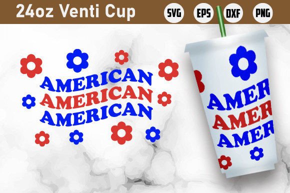 American, 4th July 24oz Venti Cold Cup Wrap