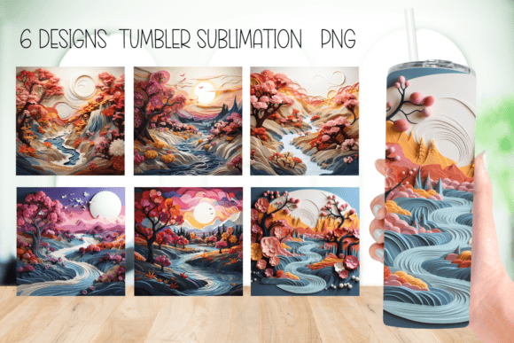 Autumn Paper Art Tumbler Sublimation: Graphics for Crafts & Content