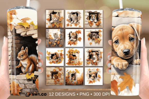 Baby Animal Out of the Wall Tumbler Wrap: Crafts & Graphics