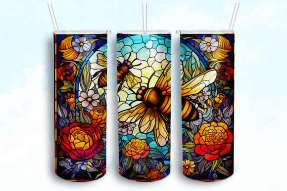 Bees Flowers 20oz Skinny Tumbler PNG