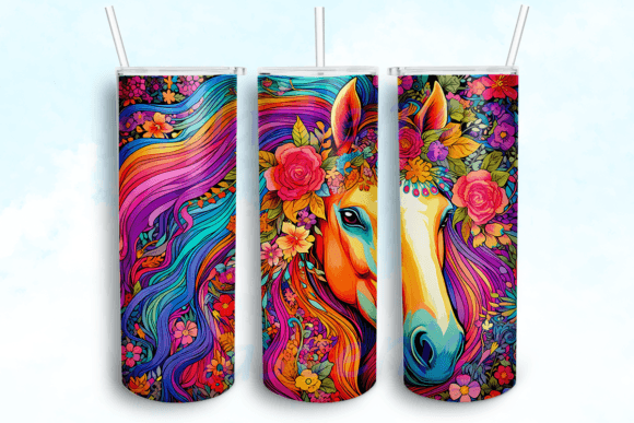 Boho Horse Flowers Graphics for Crafts