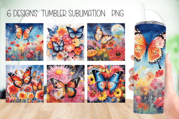 Butterfly Rainbows Tumbler Sublimation: Graphics for Crafts & Content