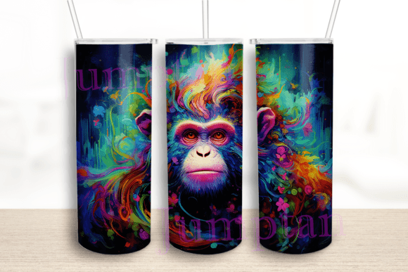 Cartoon Monkey 20 Oz Tumbler Wrap