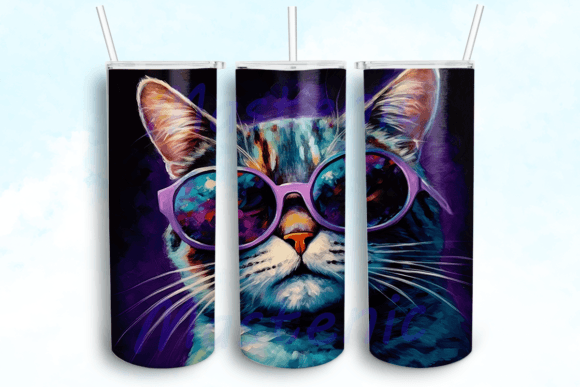 Cat Wearing 20oz Skinny Tumbler PNG: Graphics for Crafts