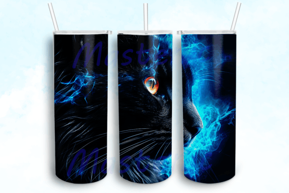 Cat with Bright Blue Eyes Tumbler PNG: Graphics for Crafts & Content