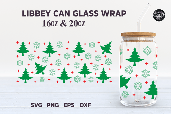 Christmas Libbey 16oz Can Glass Wrap Tumbler Graphics