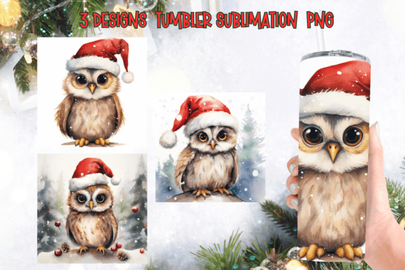 Christmas Santa Owl Tumbler Graphics for Crafts