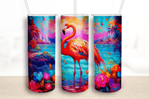 Colorful Flamingo 20 Oz Tumbler Wrap