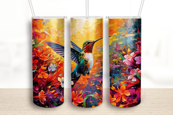 Colorful Hummingbirds 20 Oz Tumbler Wrap: Graphics & Crafts