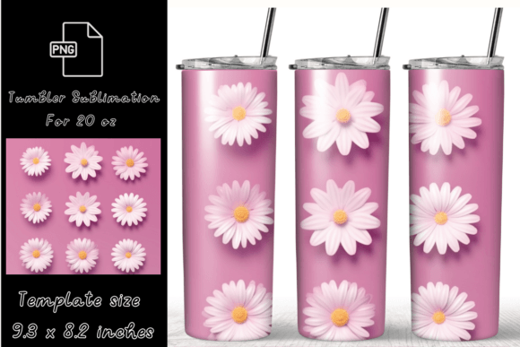 Daisy Flowers 20 Oz Tumbler Wrap PNG Graphics