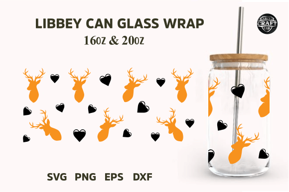 Deer 16oz Libbey Can Glass Full Wrap SVG: Graphics for Tumbler Wraps