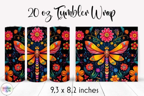 Dragonfly with Flowers Folk Tumbler Wrap: Graphics for Authentic Local Branding
