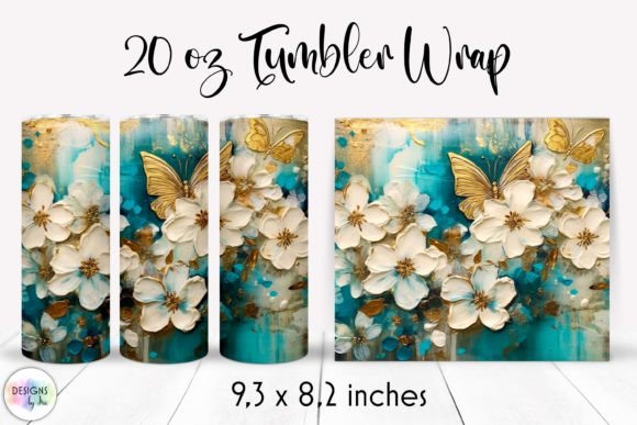 Elegant Floral Tumbler Sublimation Wrap: Graphics for Refined Tumbler Wraps