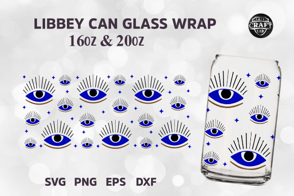 Evil Eye Libbey Can Glass SVG 16oz Wrap: Graphics for Tumbler Wraps