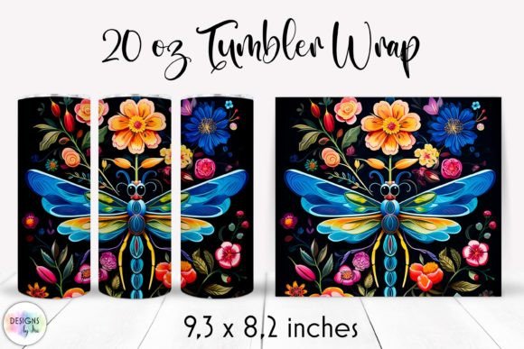 Folk Birds with Flowers Tumbler Wrap PNG
