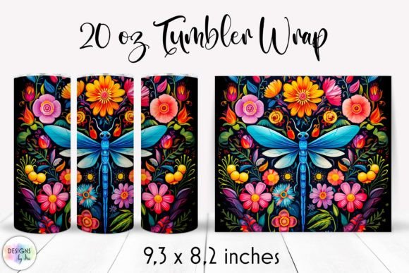 Folk Dragonfly Tumbler Wrap Graphics