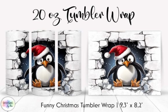 Funny Christmas Penguin Tumbler Wrap Graphics