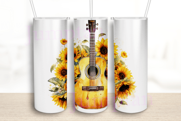 Guitar Sunflower 20 Oz Tumbler Wrap