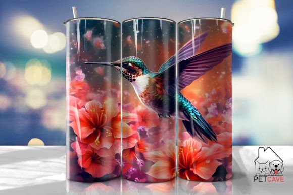 Hummingbird Flower Art Tumbler 3: Graphics for Crafts & Content