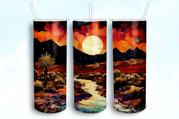Night Time Desert Landscape 20oz Tumbler Graphics for Crafts