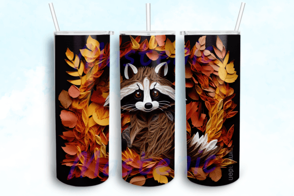 Paper Quilling Raccoon 20oz Tumbler Graphics