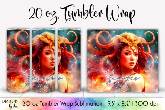 Scorpio Zodiac Sign Tumbler Wrap Graphics