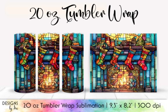 Stained Glass Christmas Stocking Tumbler Graphics