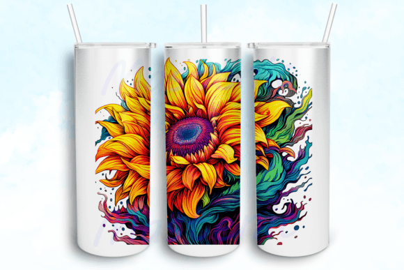 Sunflower 20oz Skinny Tumbler PNG: Graphics for Crafts & Content