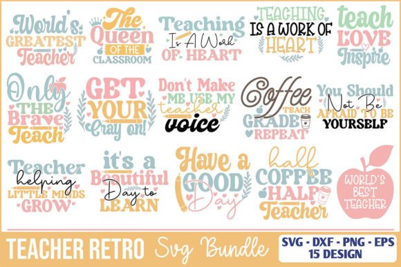Teacher Retro SVG Bundle: Graphics for Crafts & Content