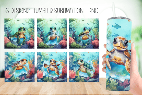 Turtle Ocean Tumbler Wrap Designs: Graphics for Crafts Sellers