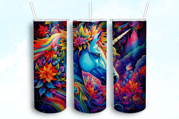 Unicorn Magic Colors 20oz Skinny Tumbler Graphics