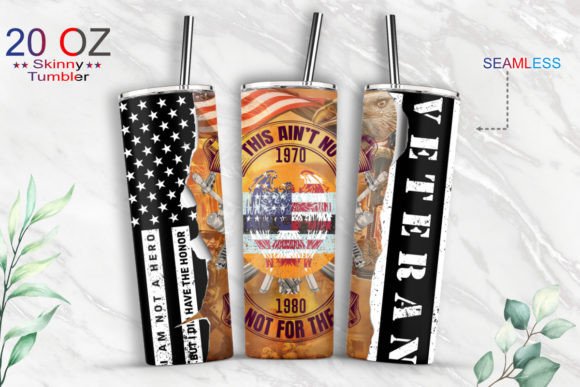 Veteran Flag 20oz Tumbler Wrap: Graphics & Print Templates